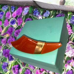 Yukiko Hanai Onyx Orange 3 7/8" Brooch!